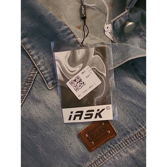 iASK Fashion Denim Vest Oversized Sleeveless Distressed Knit Back Deer Korean - Picture 3 of 14